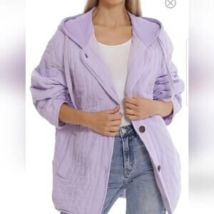 NWT Avec Les Filles Quilted Oversize Hooded Jacket Size Small